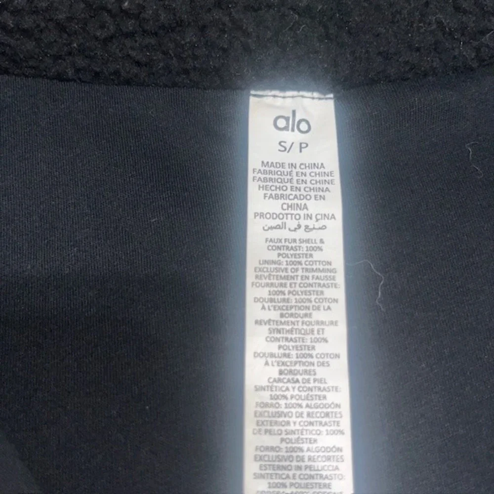 Alo Yoga Solstice Micro Sherpa Half Zip Crop Pullover Black Small